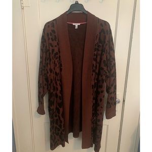 5X LEOPARD PRINT LONG CARDIGAN ISAAC MIZRAHI LIVE!